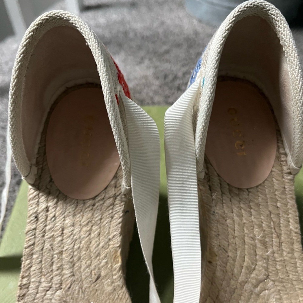 Gucci Multi Colored Lace Up Espadrille Wedge Women’s Size 6/36 Box and Dust Bags - Picture 4 of 7